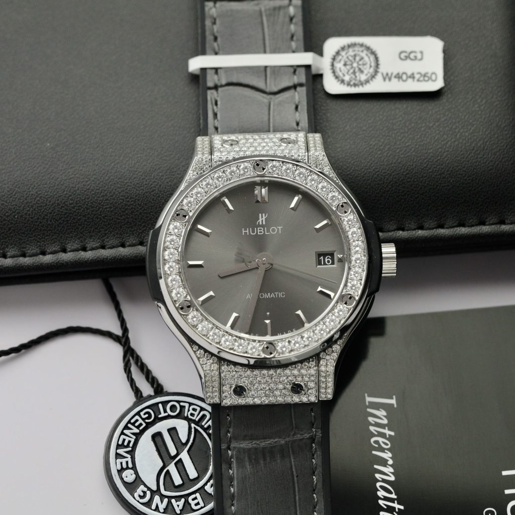 Hublot Classic Fusion Titanium Full Moissanite Rep 1:1 38mm Grey Dial