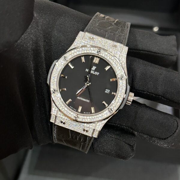 Hublot Classic Fusion Titanium Full Diamond Rep 1:1 JJF 42mm Black Dial