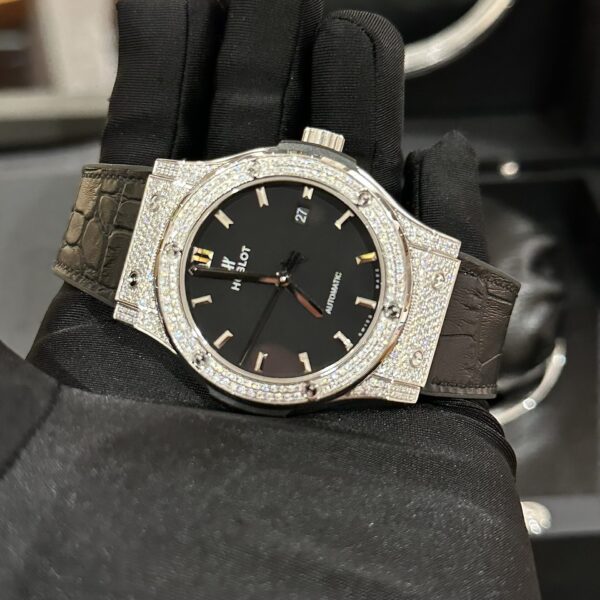 Hublot Classic Fusion Titanium Full Diamond Rep 1:1 JJF 42mm Black Dial