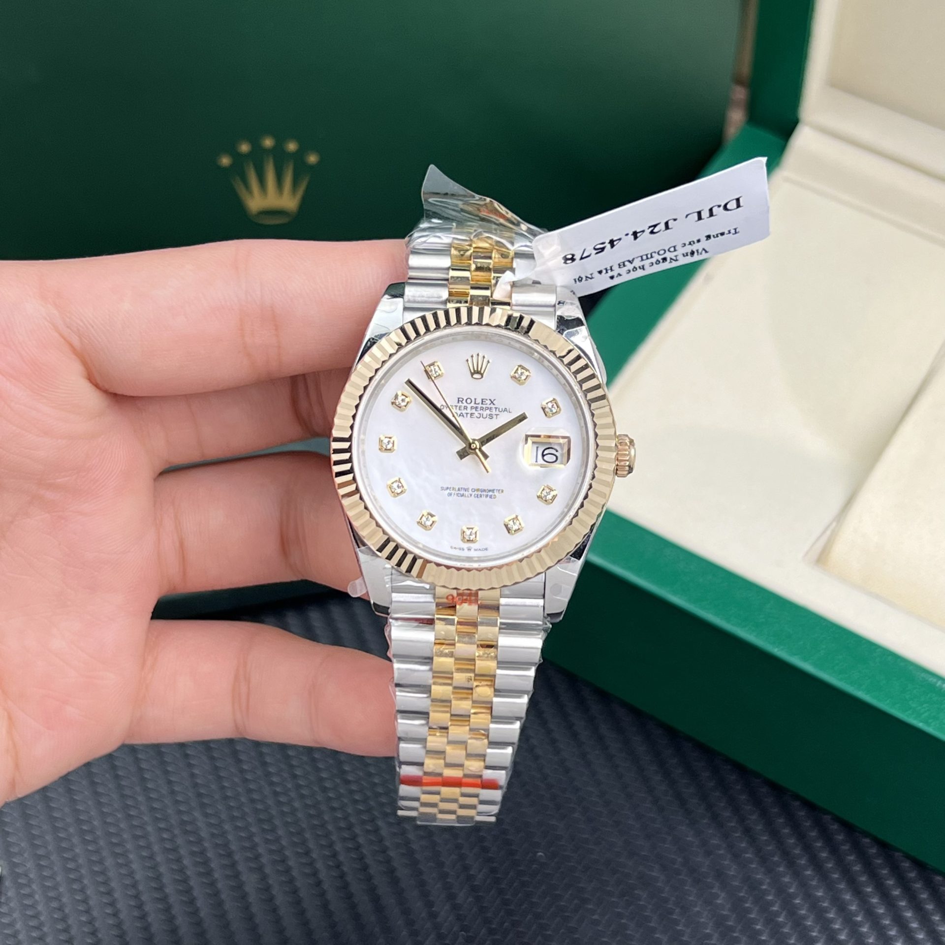 Rolex DateJust 126333 Rep 1:1 GM Factory Bọc Vàng Thật Mặt Khảm Trai Cọc Kim 41mm