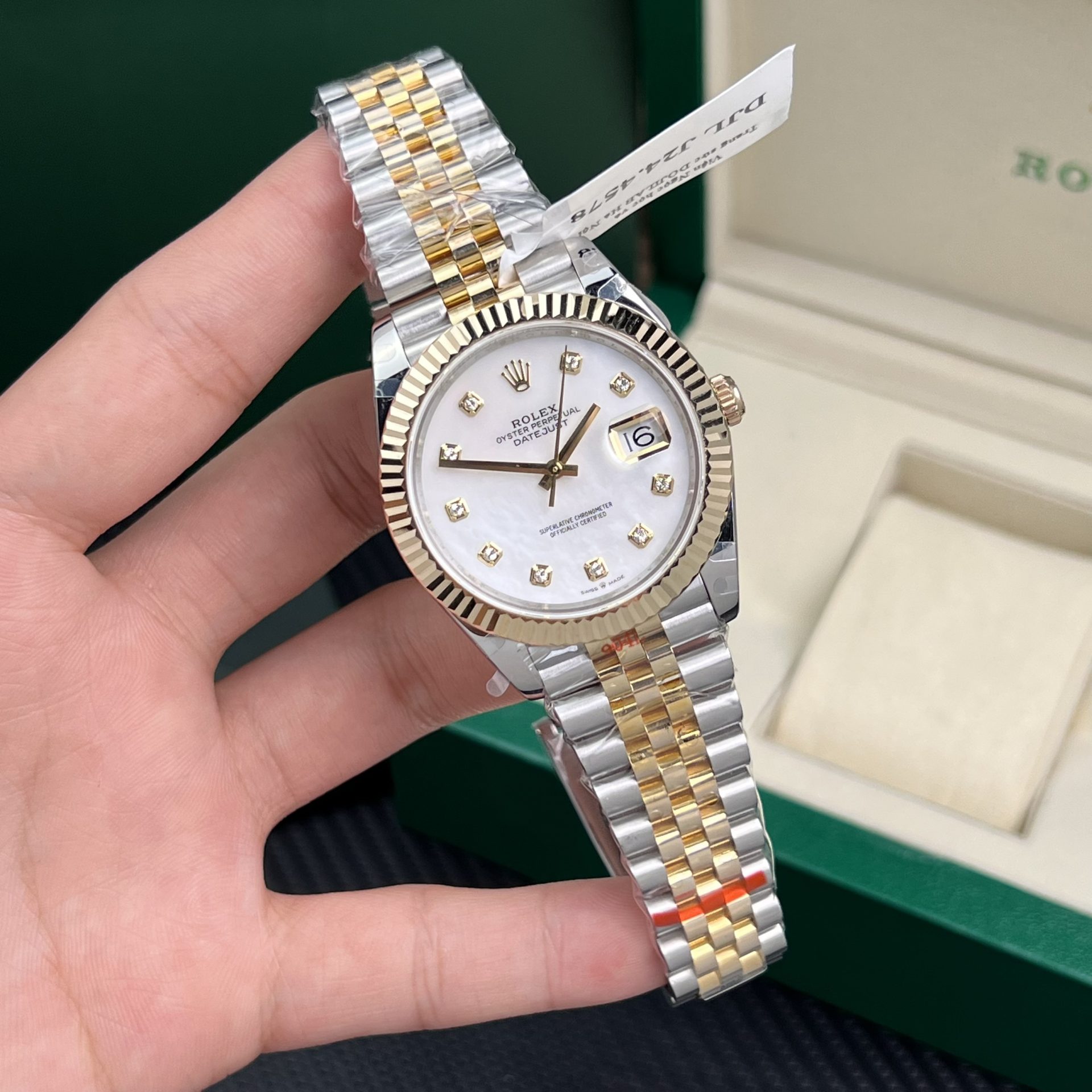 Rolex DateJust 126333 Rep 1:1 GM Factory Bọc Vàng Thật Mặt Khảm Trai Cọc Kim 41mm