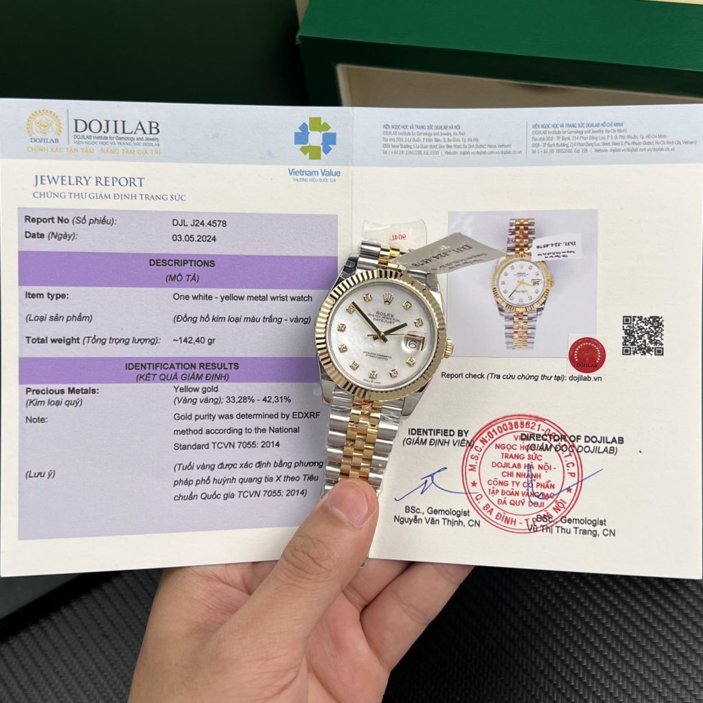 Rolex DateJust 126333 Rep 1:1 GM Factory Bọc Vàng Thật Mặt Khảm Trai Cọc Kim 41mm