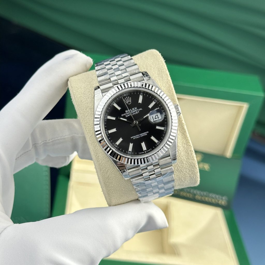 Rolex DateJust 126334 Rep 1:1 Clean Factory Mặt Đen Cọc Dạ Quang 41mm