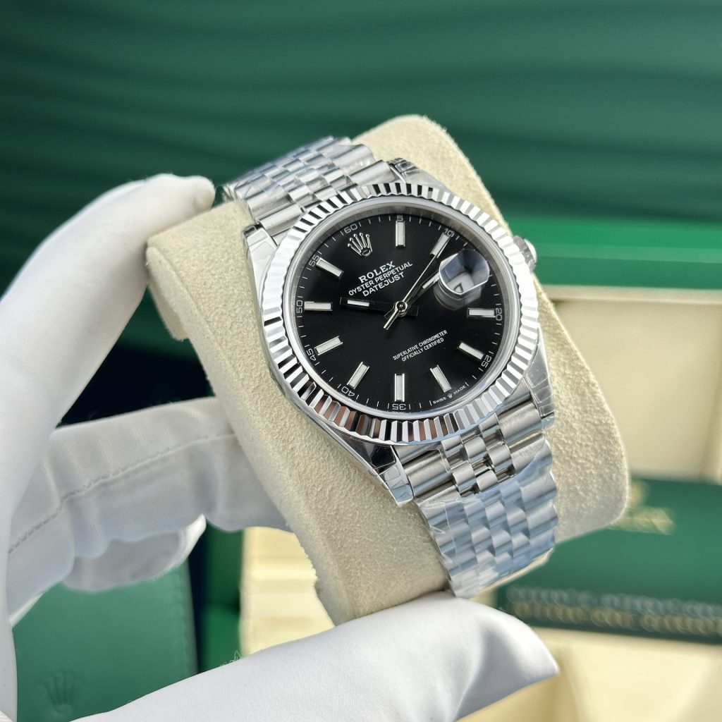 Rolex DateJust 126334 Rep 1:1 Clean Factory Mặt Đen Cọc Dạ Quang 41mm