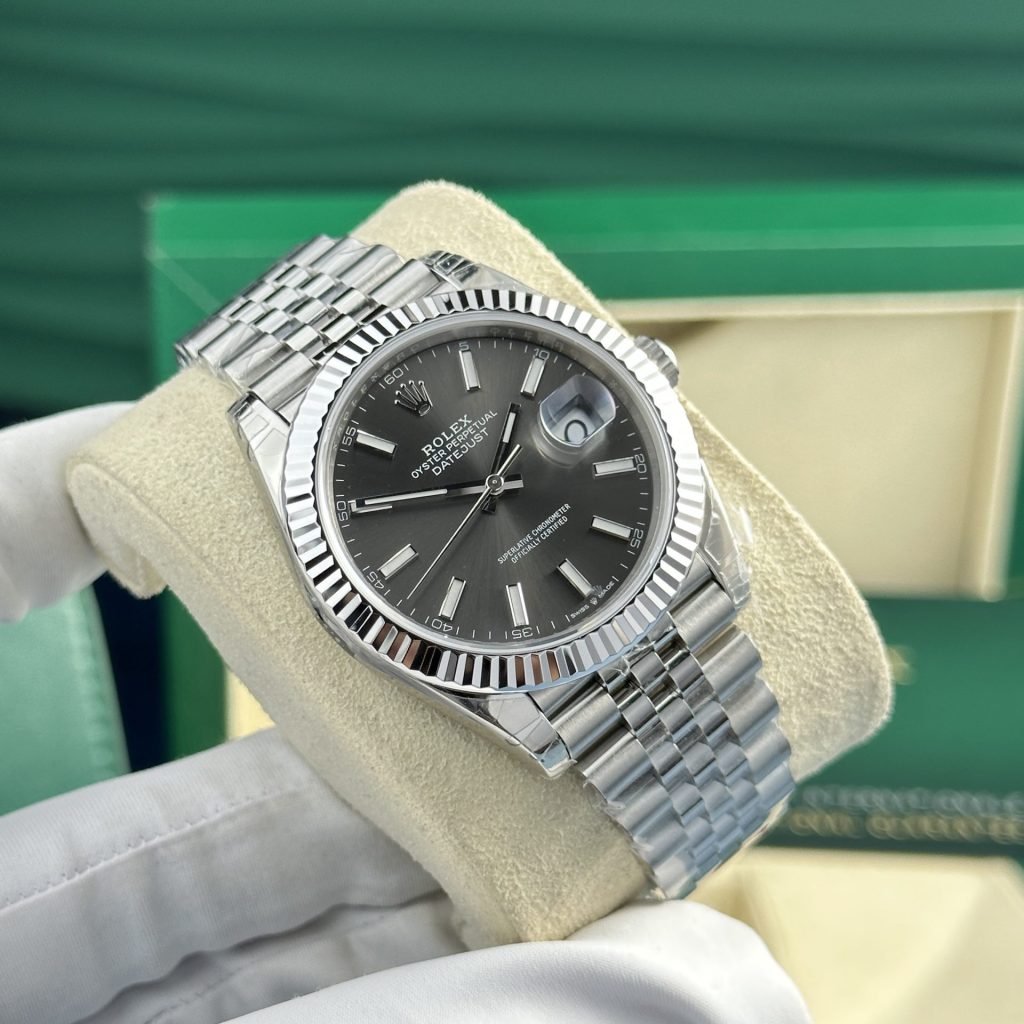 Rolex DateJust 126334 Rep 1:1 Clean Factory Mặt Xám Cọc Dạ Quang 41mm