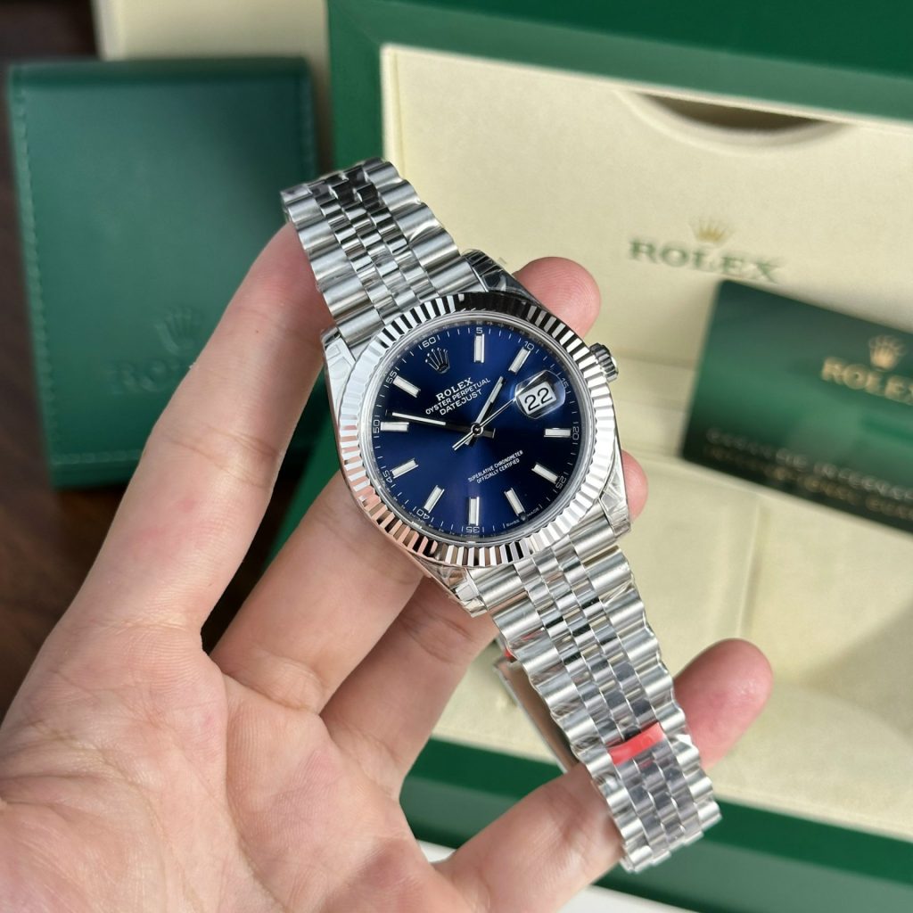 Rolex DateJust 126334 Rep 1:1 Clean Factory Mặt Xanh Dương Cọc Dạ Quang 41mm