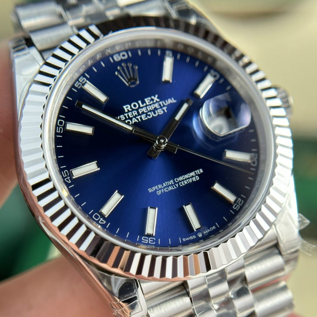 Rolex DateJust 126334 Rep 1:1 Clean Factory Mặt Xanh Dương Cọc Dạ Quang 41mm