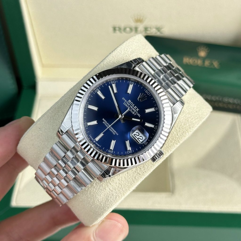 Rolex DateJust 126334 Rep 1:1 Clean Factory Mặt Xanh Dương Cọc Dạ Quang 41mm