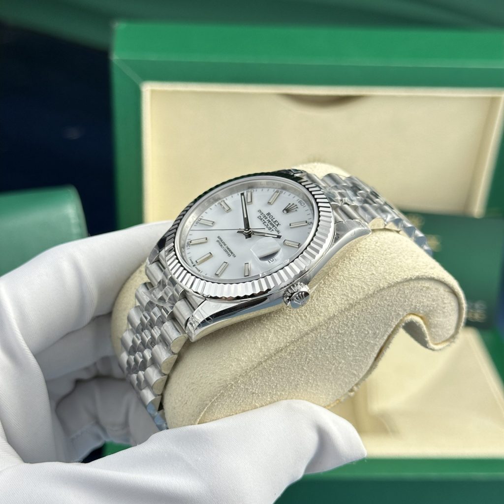 Rolex DateJust 126334 Rep 1:1 Clean Factory  Mặt Trắng Cọc Dạ Quang 41mm