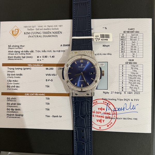 Hublot Classic Fusion Titanium Full Diamond Rep 1:1 JJF 42mm Blue Dial