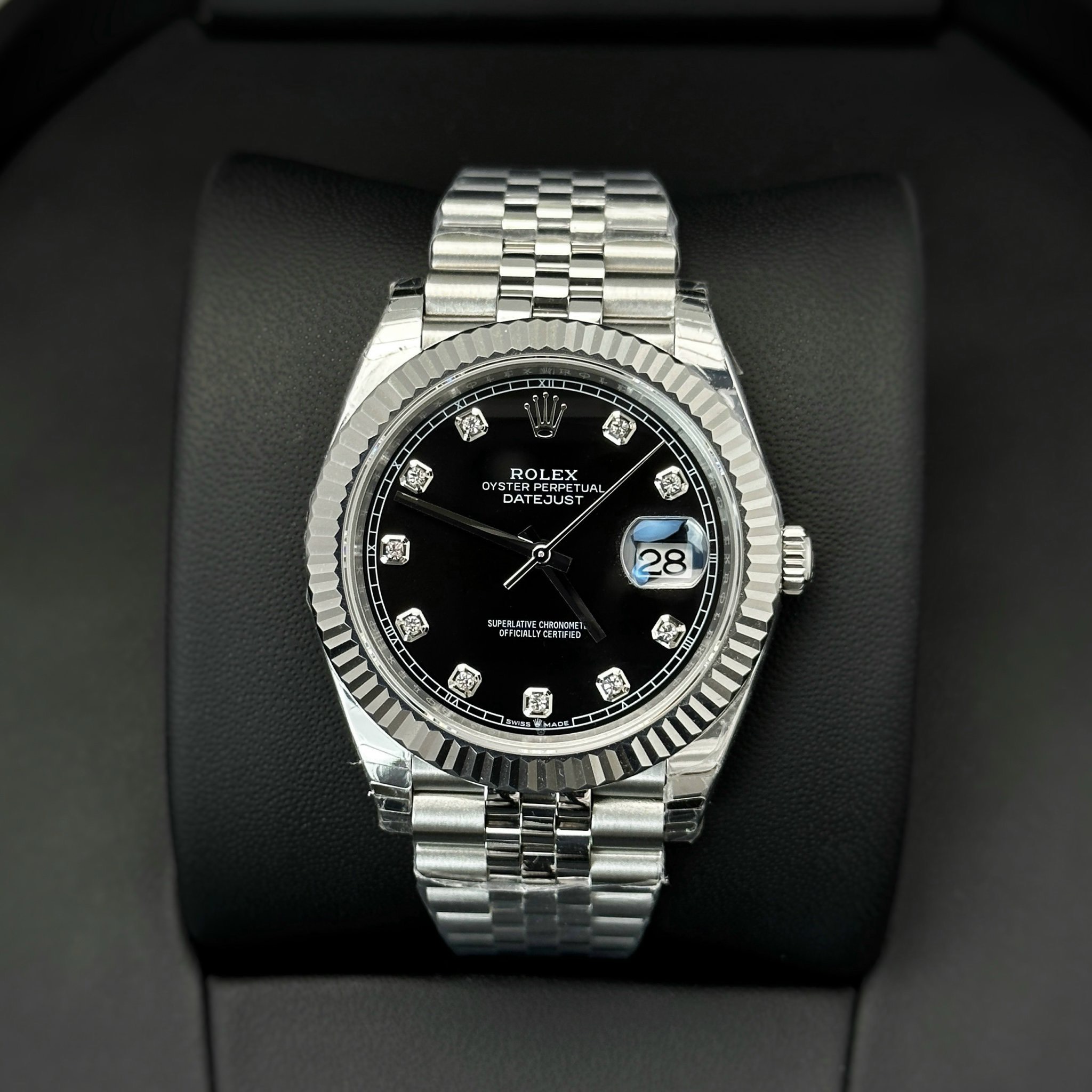 Rolex DateJust 126334 Rep 1:1 Clean Factory Mặt Đen Cọc Kim 41mm