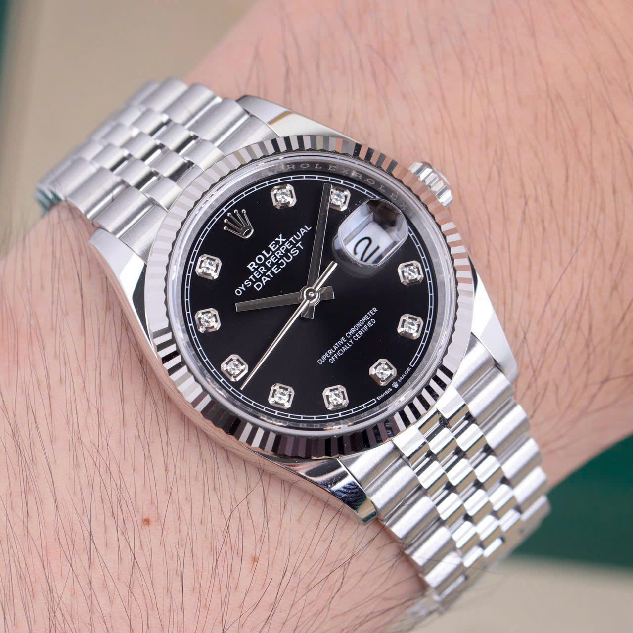 Rolex DateJust 126334 Rep 1:1 Clean Factory Mặt Đen Cọc Kim 41mm